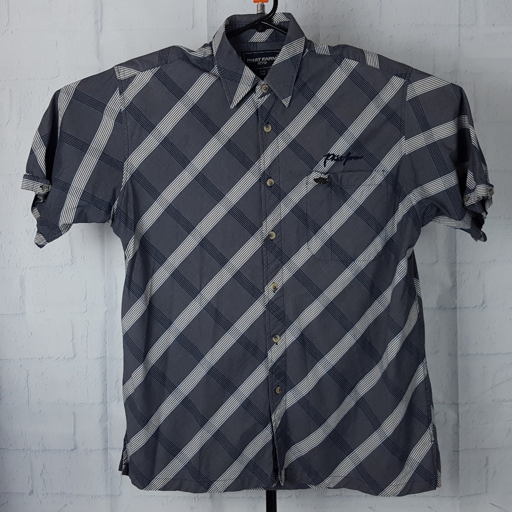 Mens Phat Farm NYC Charcoal Gray Button up Shirt